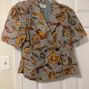Liz Claiborne Gray Floral Print Jacket